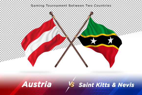 Austria Versus Saint Kitts Two Flags in Design and Concept Illustration